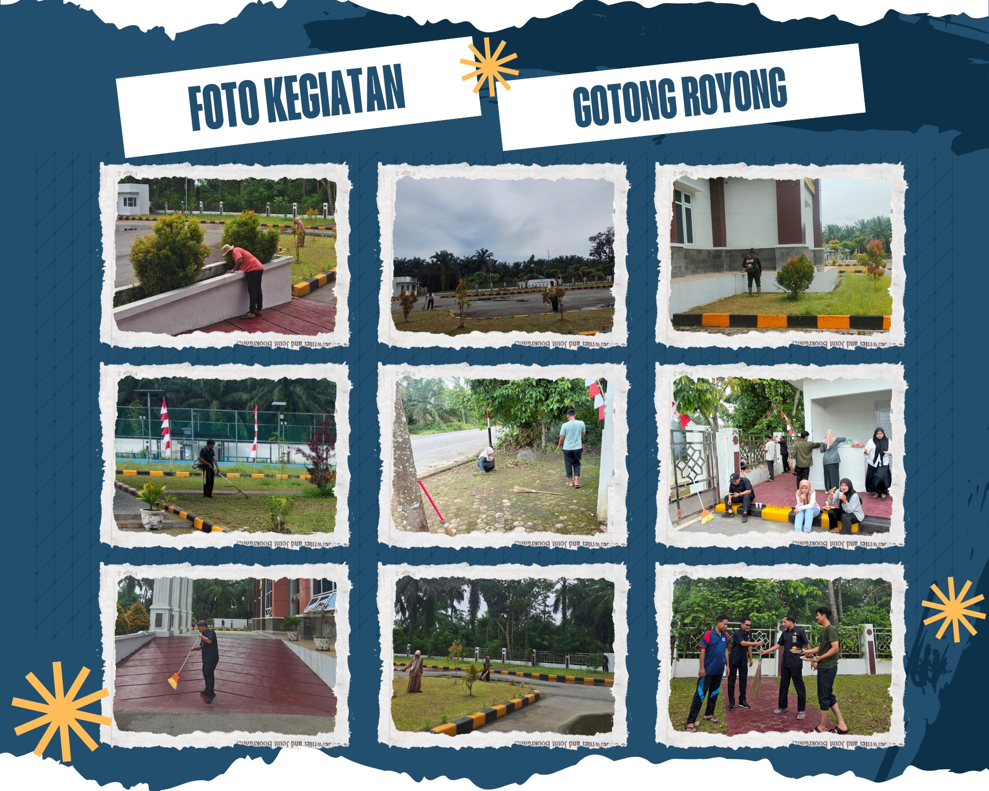 Biru Kuning Sobekan Kertas Foto Kegiatan Donasi Kolase Foto